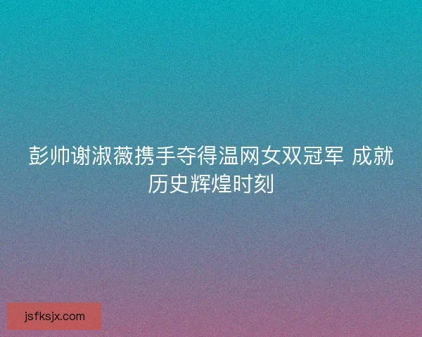 彭帅谢淑薇携手夺得温网女双冠军 成就历史辉煌时刻